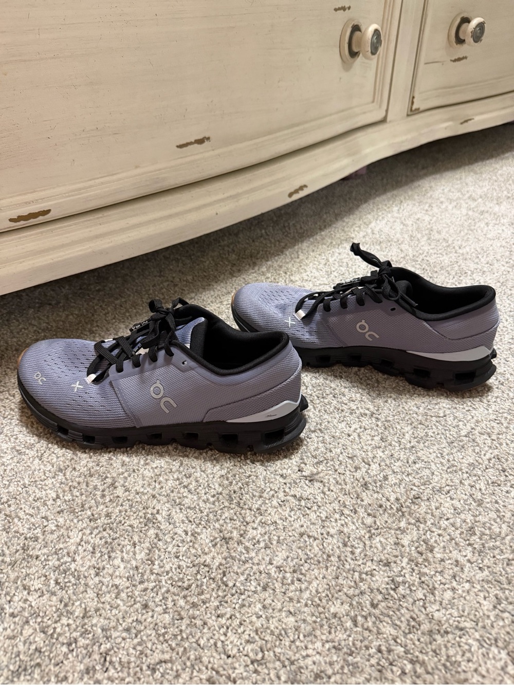 On Cloud Running Shoes in periwinkle with Black Soles